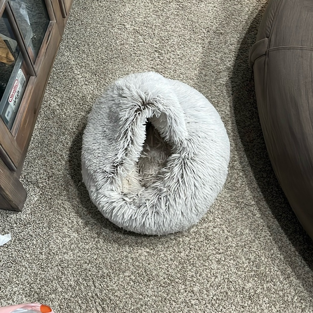 Small fluffy cat bed